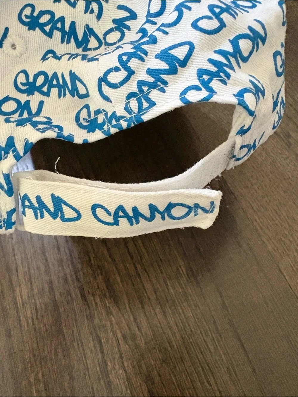 White Cap Hat with Blue 'GRAND CANYON' Print - Kids Size M-L